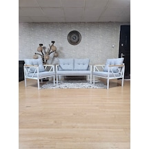 Beyaz Boyalı Bahçe - Balkon - Mutfak Çay Seti Takımı Bahçe Koltuk 001
