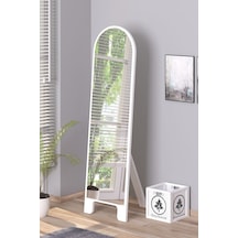 Beyaz 150x43 Cm Ayaklı Tek Kubbeli Salon Antre Çocuk Odası Banyo Wc Yatak Odası Boy Aynası Beyaz