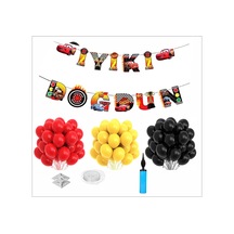 Arabalar Temalı Mega Balon +banner Seti