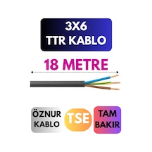 Öznur 3x6 Ttr Kablo Metre Seçenekli Siyah - 18 Metre