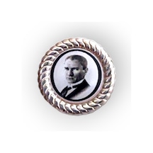 Atatürk Damla Mineli Yaka Rozetii Gümüş