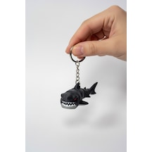 Megalodon Köpekbalığı Figürlü Hareketli Anahtarlık