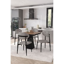 Avvio Marven Siyah Polo Metal Sandalye 90x90 Kare Yemek Masası Mutfak Masası Masa Sandalye Takımı Akçaağaç