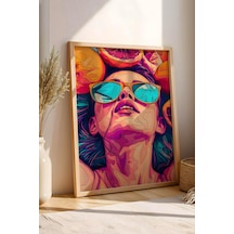 Meyvelerin İçinde Uzanan Kadın Çerçeveli Tablo - Pop Art Poster Tablo