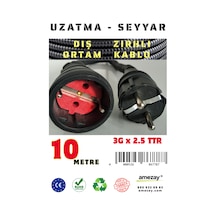 10 Metre Dış Ortam Spiral Zırhlı Uzatma Kablosu - G3x2.5 Kablo Kesiti 10 Metre