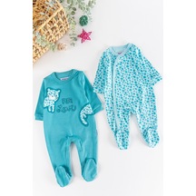 Babymod Kedi Desenli Uzun Kollu 2'li Kız Bebek Tulum Takım 001
