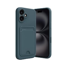 Apple İphone 16 Kılıf Kelvin Kartvizitli Silikon - Koyu Yeşil 0.2M-Çok Renkli