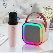 Rgb Işıklı Kablosuz Mikrofonlu Taşınabilir Bluetooth Hoparlör Kar
