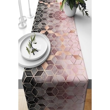 Pelangi Mozaik Desenli Leke Tutmaz Kumaş Salon Mutfak Masa Değişik Ranır Modelleri Runner, Gri-pembe-gold 40 X 140 Çok Renkli