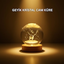 Usb Bağlantılı Geyik Temalı Kristal Küre Premium Masa Gece Lambası