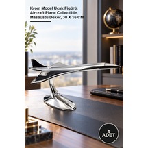 4 Adet Concorde Krom Uçak Krom Model Uçak Figürü, Aircraft Plane Collectible, Masaüstü Dekor, 30 X 16 Cm