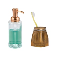 SIVI SABUNLUK VE DİŞ FIRÇALIK 2 Lİ BANYO SETİ Altın - Şeffaf