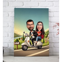Bk Gift Kişiye Özel Motorcu Çift Karikatürlü Kanvas Tablo-1 20x30 , Sevgiliye Hediye, Sevgililer Günü Hediyesi Kobitmeyencom33764 Bk Gift