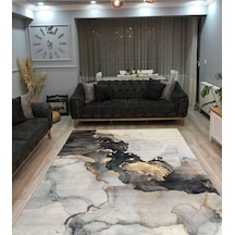 Dijital Kaymaz Yıkanabilir Renkli Modern Salon Halısı Mutfak Halısı Yolluk Balkon Halısı Ev Dekor Krem - Gri - Altın - Açık Mavi