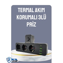 Hubrendy Tekno Anahtarlı Çoklu Priz 3 Usb 1 Type-c Hızlı Şarj Destekli 0
