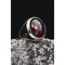 Kırmızı Zirkon Taşlı 925 Ayar Gümüş Erkek Yüzüğü 902440 Gümüş