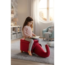 Lumis Garden Fil Figürlü Çocuk Odası Oyuncak Sandığı & Oturma Pufu Kapaklı, Saklama Alanlı 86 x 32 x 36 CM Bordo