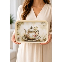 Tr English Tea 20x30 Cm Dekoratif Servis Tepsisi Vintage Sunum Çay Ve Kahve Tepsisi Hediyelik Diğer