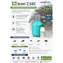 Syngenta Icon 2.5 Ec 100 Ml + Jetta 2 Lt Basınçlı El Pompası + Ölçüm Kabı Profesyonel Haşere Mücadele Seti Hamamböceği, Karasinek, Sivrisinek, Tatarcık Ve Pire