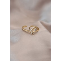Ayarlamalı Renk Metal Zirkon Taş Ve Kristal Taşlı Kelebek Model Yüzük