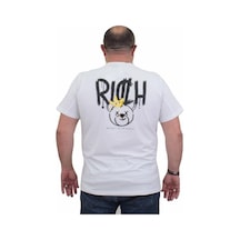 Starbattal Erkek Büyük Beden Sıfır Yaka Tişört Rich 24134 Beyaz-Beyaz