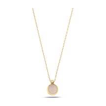 Debora Jewelry 14 Ayar Altın Pembe Yuvarlak Taşlı Kolye