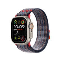 Apple Watch Uyumlu  Ultra 49mm Krd-91 Hasır Kordon Strap Kayış - Mavi-kırmızı
