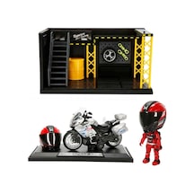 1:12 Sesli Ve Işıklı Benelli Polis Die Cast Çek Bırak Motosiklet Ve Tamir Atölyesi Seti