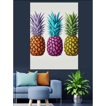 Renkli Ananas Meyve Sanatı Dekoratif Kanvas - Mdf Ahşap Tablo