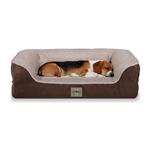 Jungolica Sezar Kedi Ve Köpek Yatağı Kahverengi 75x95 Cm, Ortopedik Visco,%100 Su Geçirmez Alez, Çıkarılabilir Yıkanabilir Kılıf, Yan Destekli, Kaydırmaz Taban