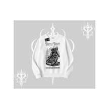 Tarzsokak Biskilet Sweatshirt Throttle Therapy No Brakes Just Freedom Beyaz