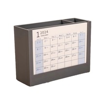 Ganzhoushop Çok Amaçlı Kalemlik 2'si 1 Arada Kalemlik 2024 Masa Takvimi, Ofis Masası Kalem Düzenleyici Tutucu Aylık Takvim Beyazgri