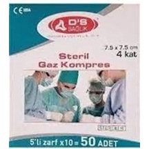 DS Damla Sağlık Steril Gaz Kompres 7.5 x 7.5 CM 5'li Zarf 50 Adet