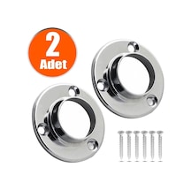 Krom Oval Mobilya Askı Borusu Flanşı Dolap İçi Gardırop Askılık Aparatı 2 Li Set Çoklu Renk