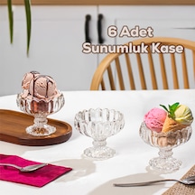 Porsima Mimoza Cam Kase Puding Tatlı Ve Dondurma Kasesi 6'lı Kase Çerez Seti Şeffaf