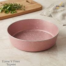 28 Cm Granit Ezme V Fırın Tepsisi - Pembe Pembe