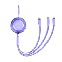 Vention 100w Makaralı Çift Type-c Ve Lightning Çıkışlı 5a Hızlı Şarj Kablosu 1,1m Mor