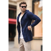 Madmext Örgü Detaylı Lacivert Hırka 2793-4 Lacivert