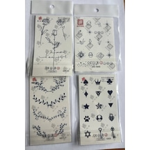 Parmak Desenleri 4 Adet Minimal 11x8 Cm 3 Hafta Kalıcı Yarı Kalıcı Dövme