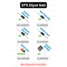 Diyot Seti Tht 6 Çeşit 37 Adet - 1n4007, 1n4148, 1n5819, 1n5408, Uf4007, Kbp410