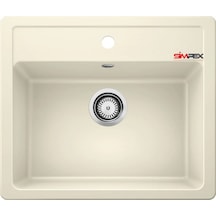 Simpex Tek Göz Tezgah Üstü&tezgaha Sıfır Uyumlu Krem 58x50cm