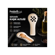 Seramik Dama Desen Kirli Kaşık Altlığı Kaşıklık Tezgah Üstü Kepçe Kaşık Altlığı Düzenleyici Kaşıklık Ekru Ekru