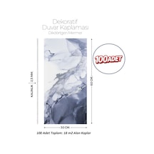 30x60 Cm Kendinden Yapışkanlı Duvar,banyo,tezgah Arası Mavi Gri Mermer Desen-100 Adet 8039-100