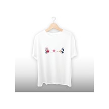 Penguen Kombin 2 Detaylı Unisex Tişört Beyaz
