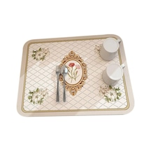 Çamur Emici Hızlı Kuruyan Isıya Dayanıklı Kaymaz Sofra Takımı Kahve Mat White Rose
