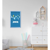 Bk Home Welcome Tasarımlı Dekoratif Mavi Ahşap Çerçeveli Çocuk Od (551087600)