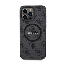 Apple Uyumlu iPhone 15 Pro Max Kılıf Guess Lisanslı Magsafe Özellikli 4g Desenli Yazı Logolu Kapak Siyah