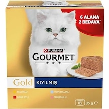 Gourmet Gold Kıyılmış Tavuk-sığır-ton-somon Kedi Konservesi 8 X 85 Gr 8 Al 6 Öde