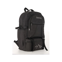 Strong Unisex Kanvas Kumaş Laptop Bölmeli Outdoor Sırt Çantası Dağcı Sırt Çantası Escp01 Siyah