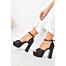 Fox Shoes Siyah/siyah Kumaş Platform Kalın Topuklu Ayakkabı M348202504 Siyah - Siyah